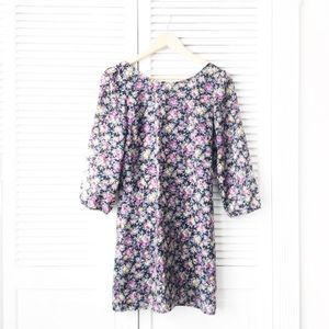Long Sleeve Exposed Zipper Floral Shirt Dress